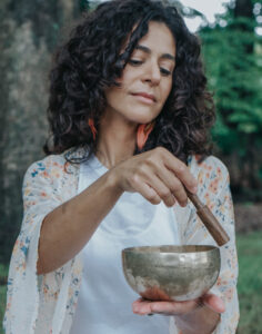 Catherine with a sound bowl